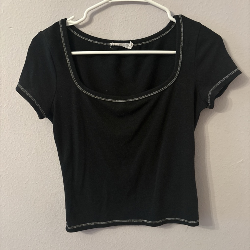 Lush Black Short Sleeve Women's Top